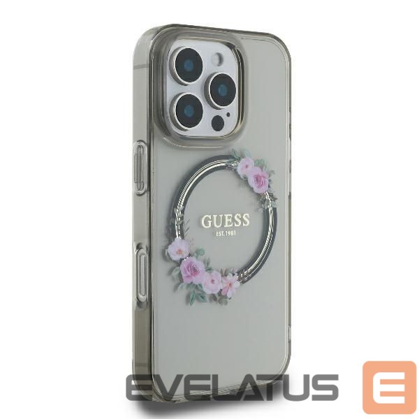 Other Phone Accessory Guess Guess GUHMP16XHFWFCK iPhone 16 Pro Max 6.9" black/black hardcase IML Flowers Wreath MagSafe