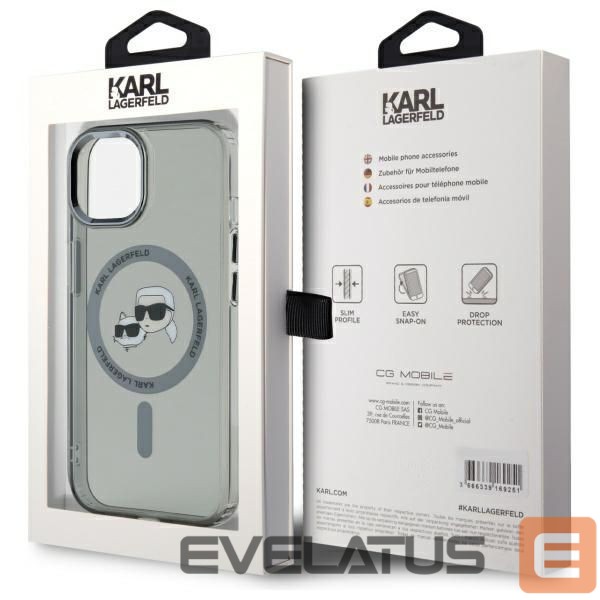 Other Phone Accessory Karl Lagerfeld Karl Lagerfeld KLHMP15SHLSKCK iPhone 15 6.1" black/black hardcase IML Metal Karl&Choupette Head MagSafe