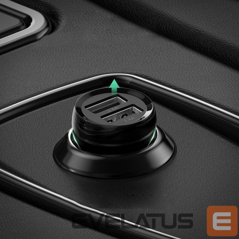 Auto charger Ugreen Ugreen car charger 2x USB 24W 4.8 A (2x 2.4 A) black (50875) Black