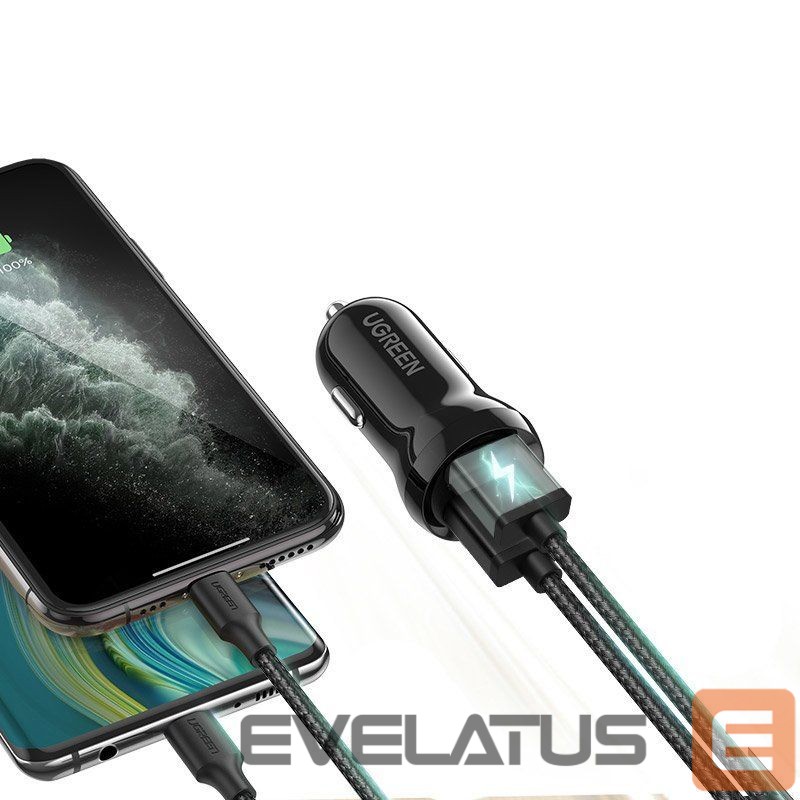 Auto charger Ugreen Ugreen car charger 2x USB 24W 4.8 A (2x 2.4 A) black (50875) Black