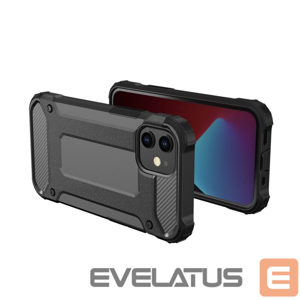 Back panel cover Hurtel Hybrid Armor Case Tough Rugged Cover for iPhone 12 Pro Max black