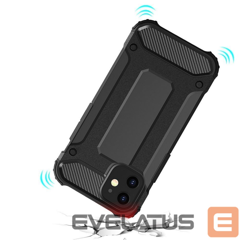 Back panel cover Hurtel Hybrid Armor Case Tough Rugged Cover for iPhone 12 Pro Max black