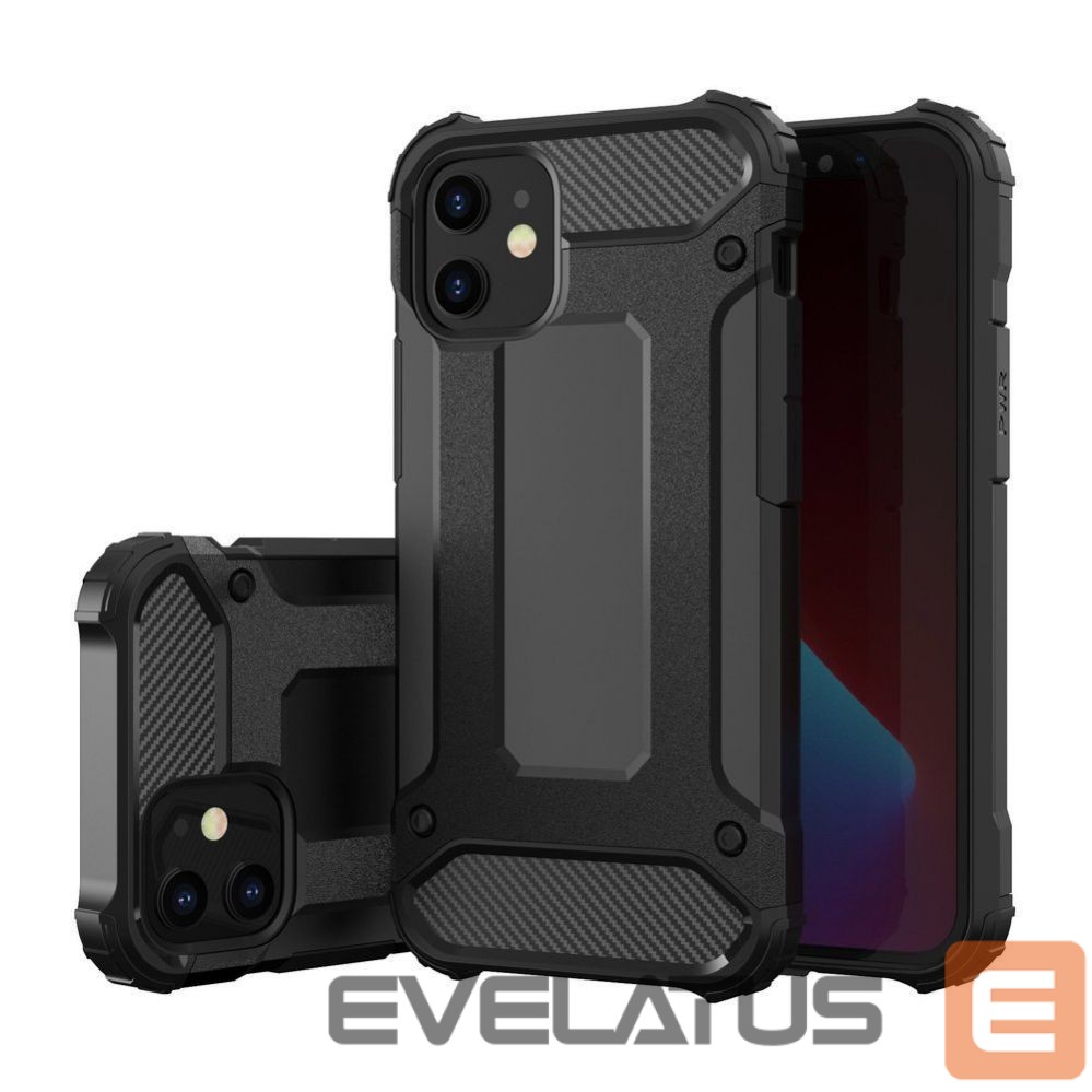 Back panel cover Hurtel Hybrid Armor Case Tough Rugged Cover for iPhone 12 Pro Max black
