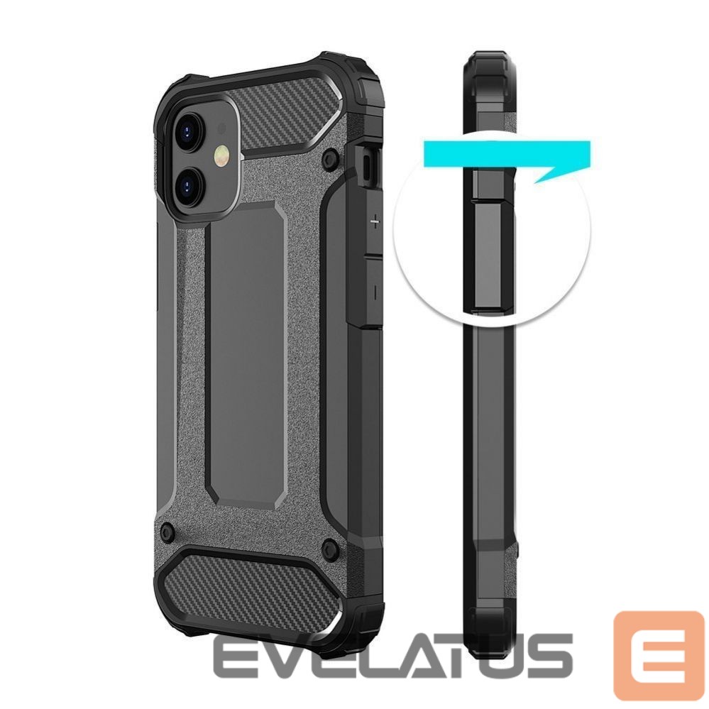 Back panel cover Hurtel Hybrid Armor Case Tough Rugged Cover for iPhone 12 Pro Max black