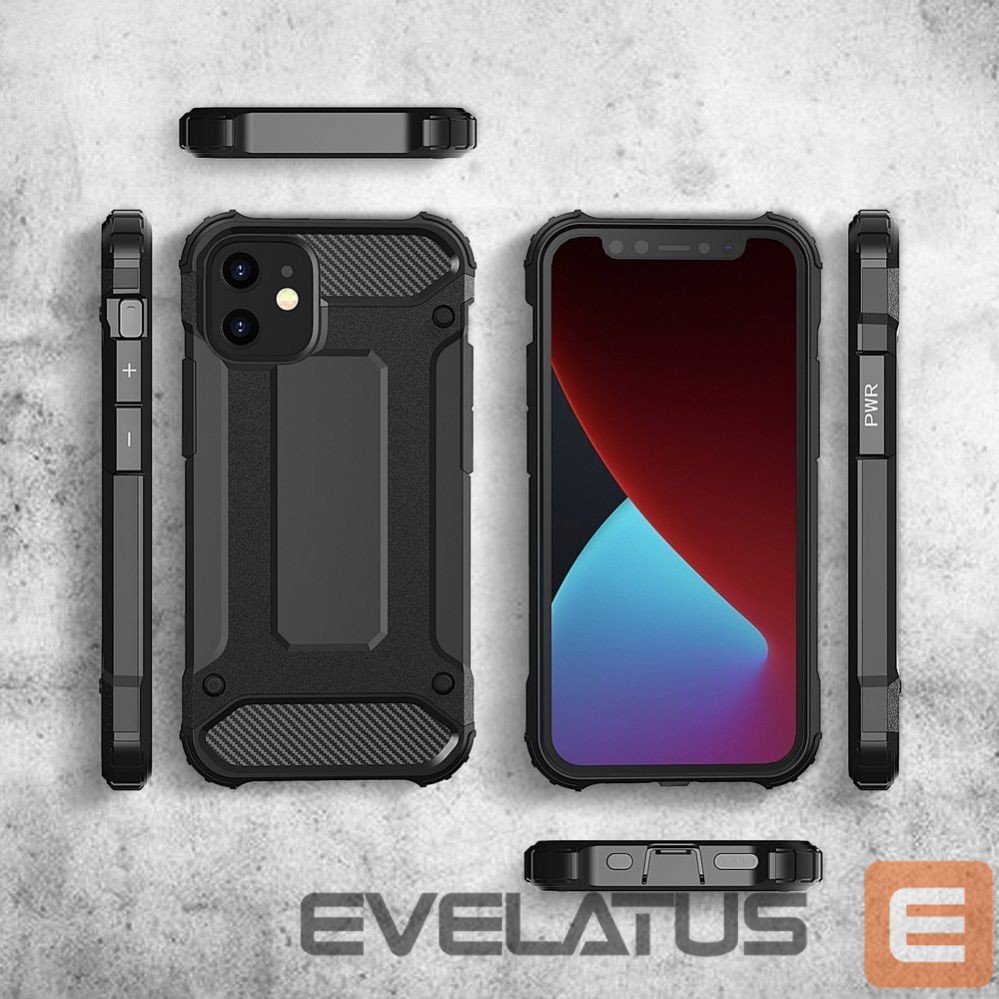 Back panel cover Hurtel Hybrid Armor Case Tough Rugged Cover for iPhone 12 Pro Max black