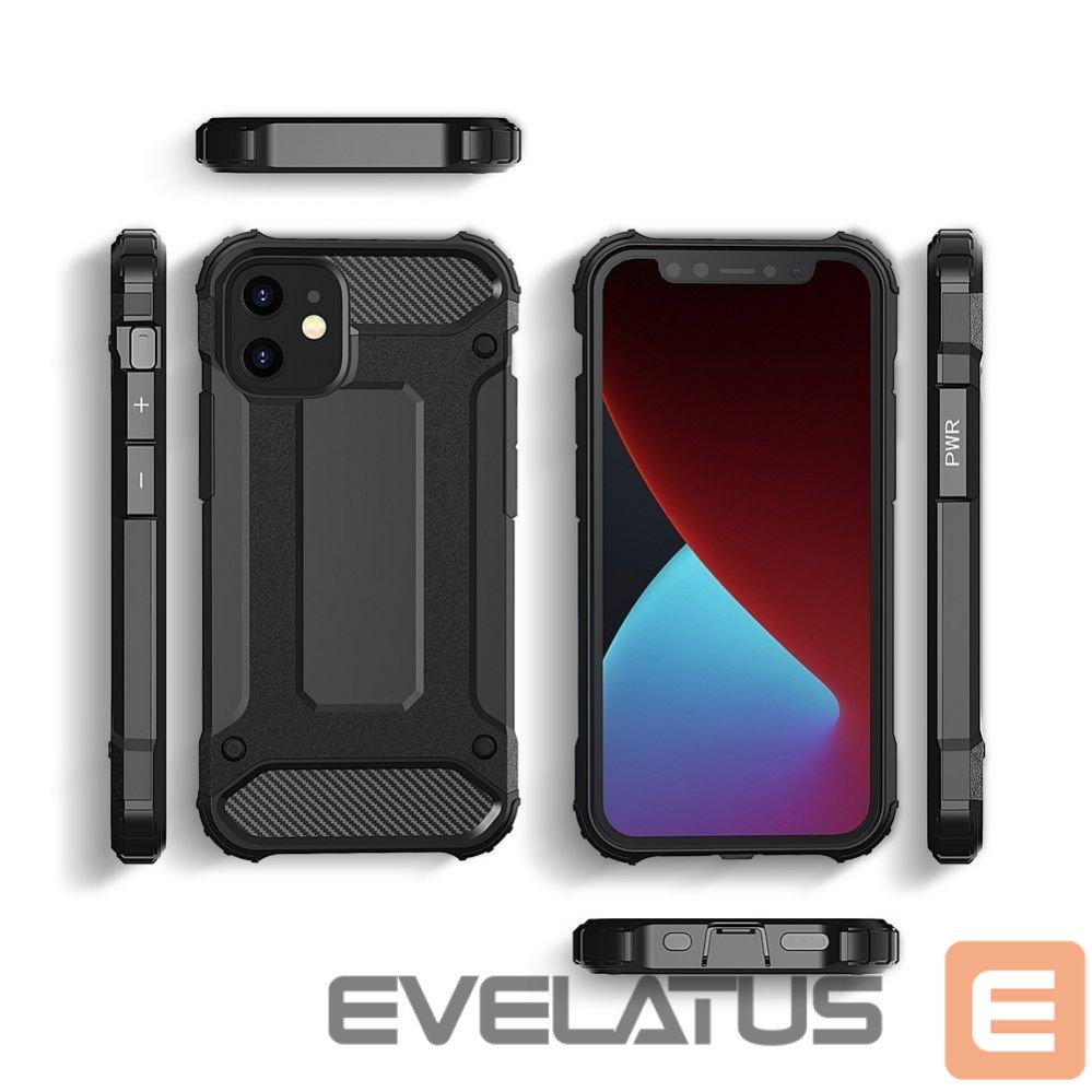 Back panel cover Hurtel Hybrid Armor Case Tough Rugged Cover for iPhone 12 Pro Max black