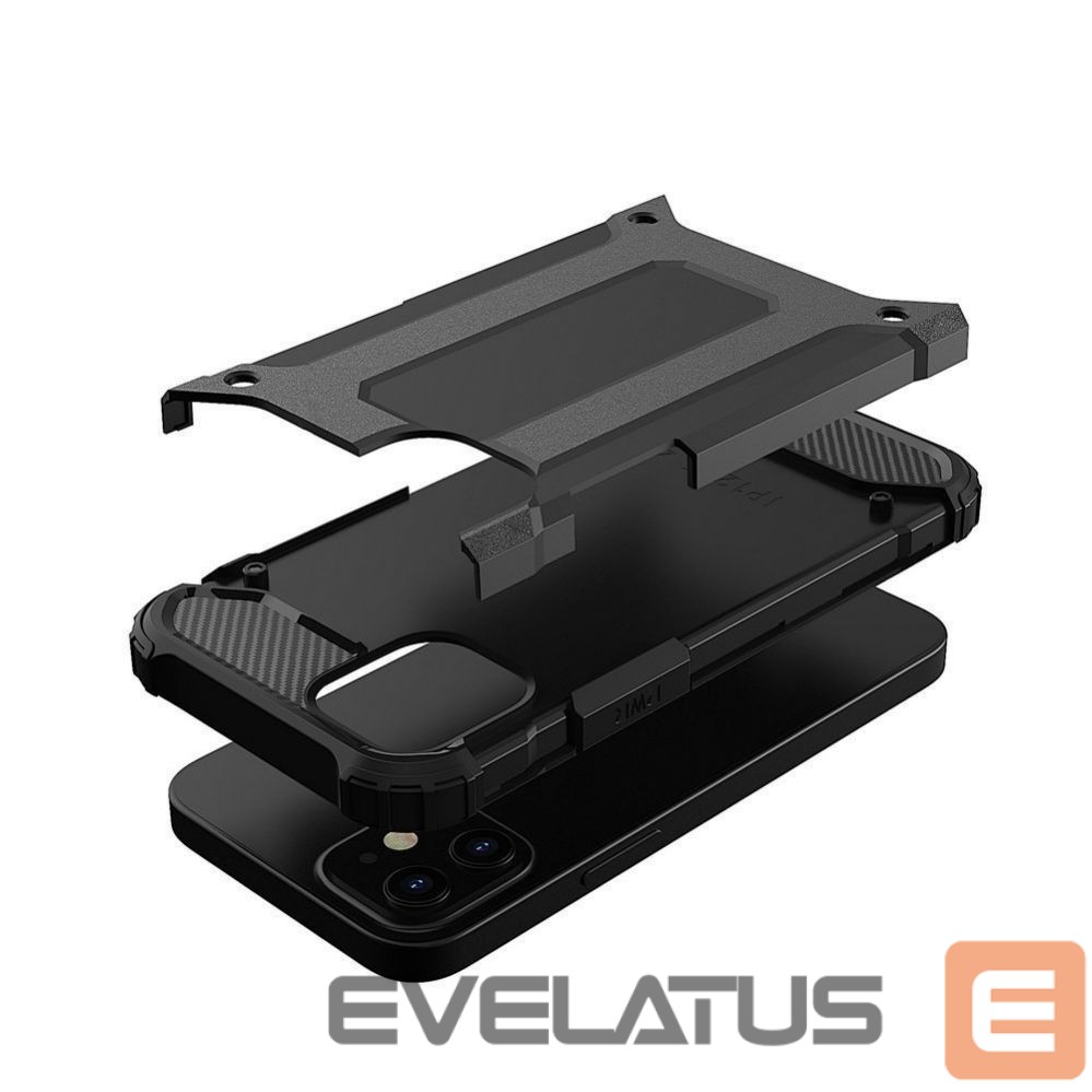 Back panel cover Hurtel Hybrid Armor Case Tough Rugged Cover for iPhone 12 Pro Max black