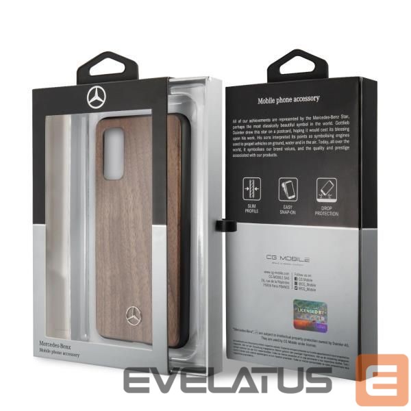 Back panel cover Mercedes-Benz Mercedes Wood Line Walnut Case for Samsung Galaxy S20 - Brown