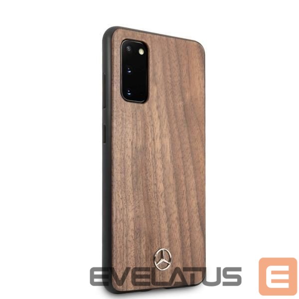 Back panel cover Mercedes-Benz Mercedes Wood Line Walnut Case for Samsung Galaxy S20 - Brown