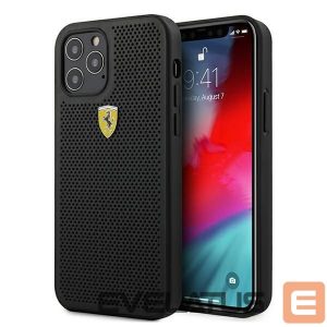Back panel cover Ferrari  Ferrari FESPEHCP12MBK iPhone 12/12 Pro 6.1" black/black hardcase On Track Perforated