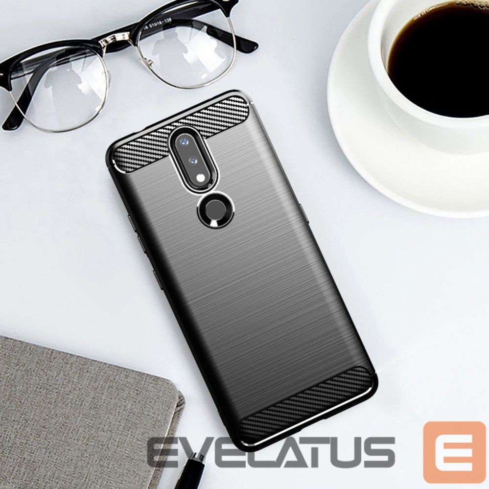 Back panel cover Hurtel Carbon Case Flexible Cover TPU Case for Nokia 2.4 black