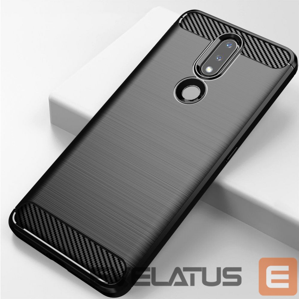 Back panel cover Hurtel Carbon Case Flexible Cover TPU Case for Nokia 2.4 black