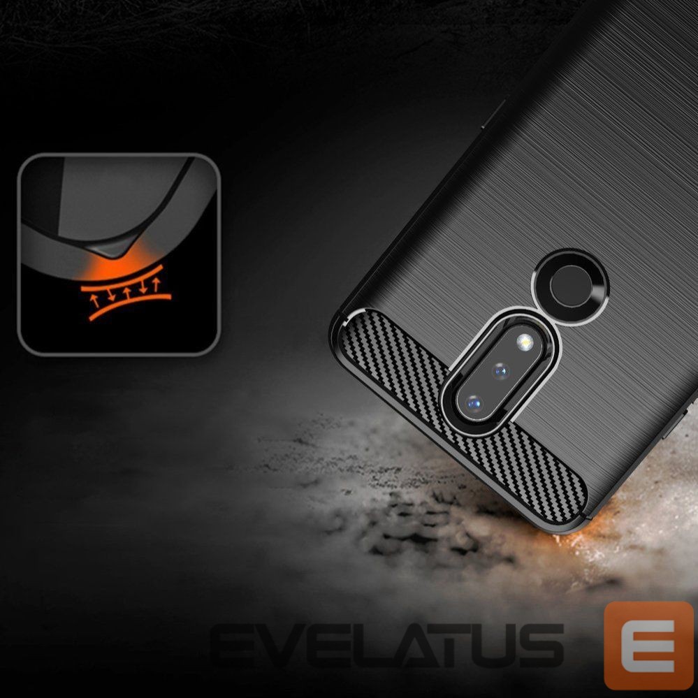Back panel cover Hurtel Carbon Case Flexible Cover TPU Case for Nokia 2.4 black