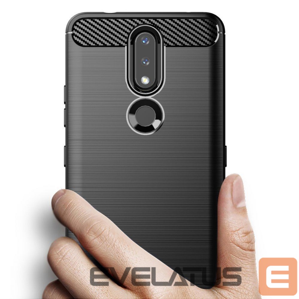 Back panel cover Hurtel Carbon Case Flexible Cover TPU Case for Nokia 2.4 black