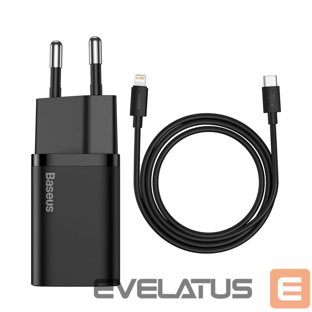 Adapter Baseus Baseus Super Si 1C fast charger USB Type C 20W Power Delivery + USB Type C - Lightning cable 1m black (TZCCSUP-B01)