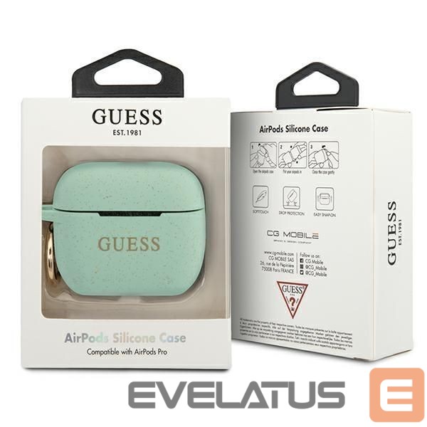 Back panel cover Guess Guess GUACAPSILGLGN AirPods Pro cover green/green Silicone Glitter