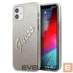 Back panel cover Guess  Guess GUHCP12SPCUGLSGO iPhone 12 mini 5.4" gold/gold hardcase Glitter Gradient Script