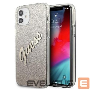 Back panel cover Guess  Guess GUHCP12SPCUGLSGO iPhone 12 mini 5.4" gold/gold hardcase Glitter Gradient Script