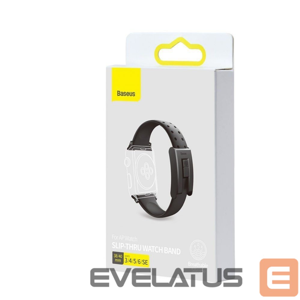 Back panel cover Baseus Baseus Slip-Thru strap band bracelet for Apple Watch 3/4/5/6/SE 38mm/40mm black (LBWSE-01)