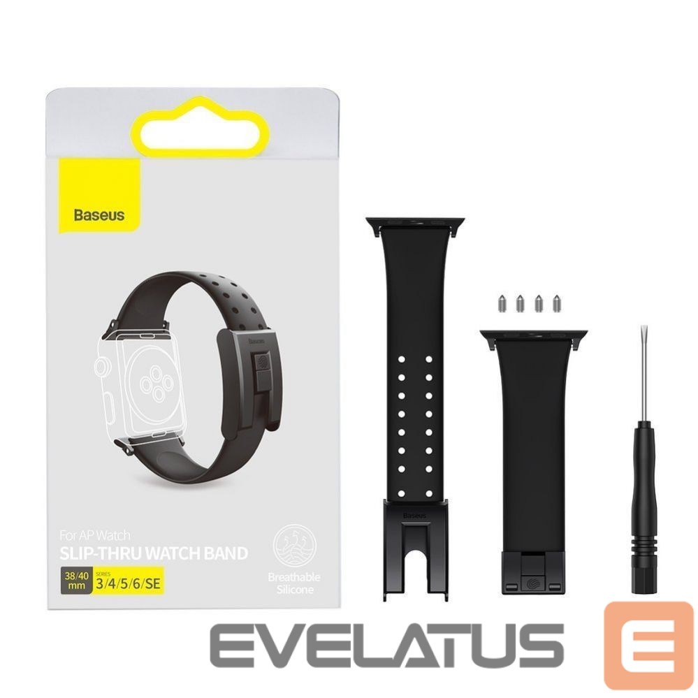 Back panel cover Baseus Baseus Slip-Thru strap band bracelet for Apple Watch 3/4/5/6/SE 38mm/40mm black (LBWSE-01)