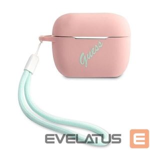 Back panel cover Guess  Guess GUACAPLSVSPG AirPods Pro cover rose green/pink green Silicone Vintage