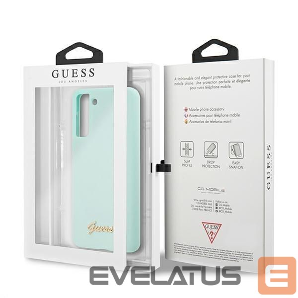 Back panel cover Guess Guess GUHCS21MLSLMGLB S21+ G996 blue/blue hardcase Silicone Script Metal Logo