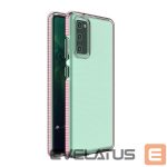 Back panel cover Hurtel  Spring Case clear TPU gel protective cover with colorful frame for Samsung Galaxy A02s EU light pink 