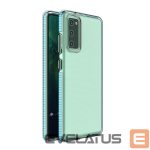 Back panel cover Hurtel  Spring Case clear TPU gel protective cover with colorful frame for Samsung Galaxy A72 4G light blue 