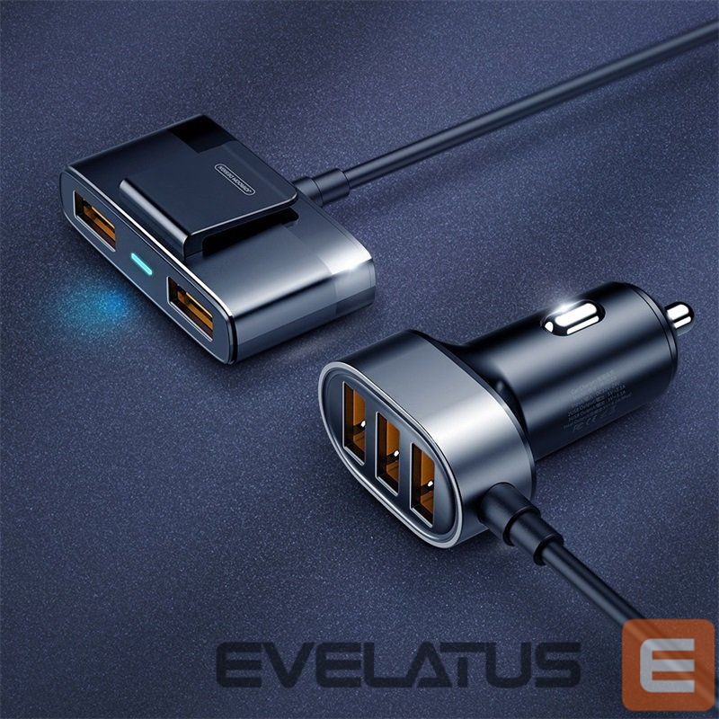 Adapter Joyroom Joyroom fast car charger 5x USB 6.2 A with extension cable black (JR-CL03)