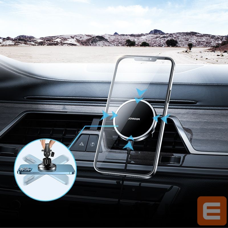 Adapter Joyroom Joyroom Car Magnetic Holder Qi Wireless Inductive Charger 15W (MagSafe Compatible for iPhone) Black (JR-ZS240)