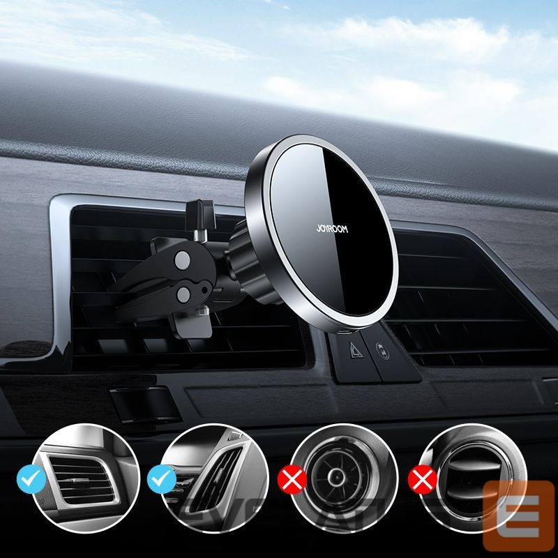 Adapter Joyroom Joyroom Car Magnetic Holder Qi Wireless Inductive Charger 15W (MagSafe Compatible for iPhone) Black (JR-ZS240)