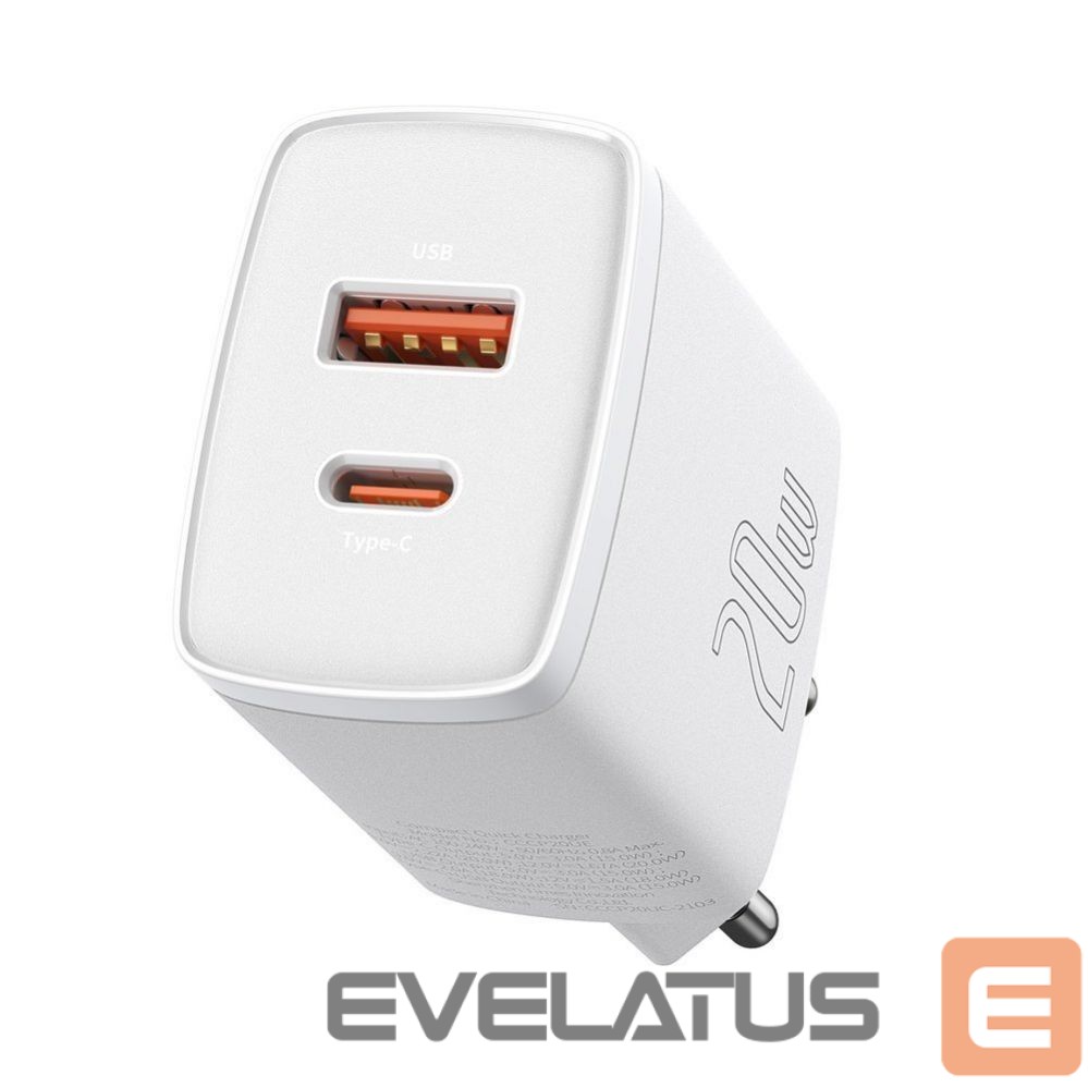 Adapter Baseus Baseus Compact fast charger USB / USB Type C 20W 3A Power Delivery Quick Charge 3.0 white (CCXJ-B02) White