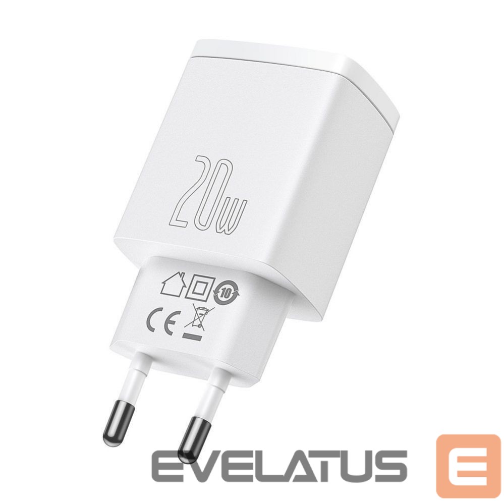 Adapter Baseus Baseus Compact fast charger USB / USB Type C 20W 3A Power Delivery Quick Charge 3.0 white (CCXJ-B02) White