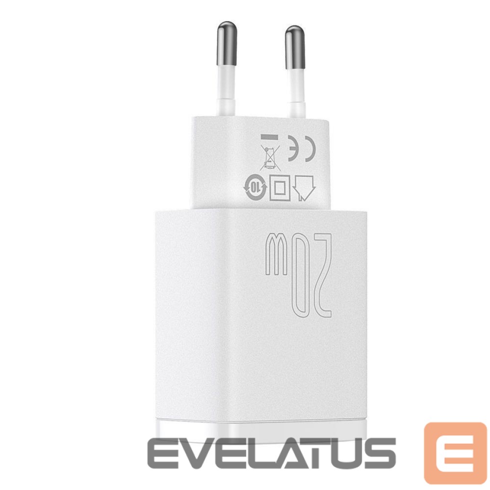Adapter Baseus Baseus Compact fast charger USB / USB Type C 20W 3A Power Delivery Quick Charge 3.0 white (CCXJ-B02) White