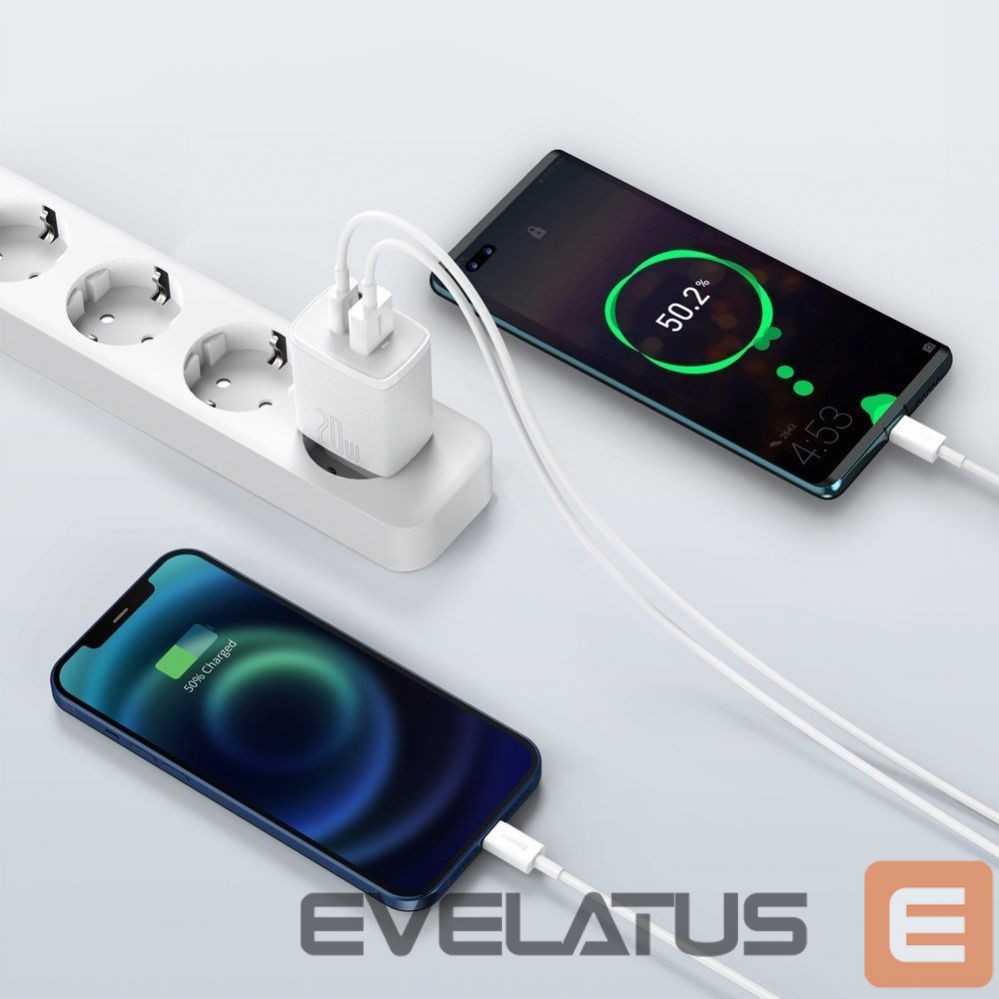 Adapter Baseus Baseus Compact fast charger USB / USB Type C 20W 3A Power Delivery Quick Charge 3.0 white (CCXJ-B02) White
