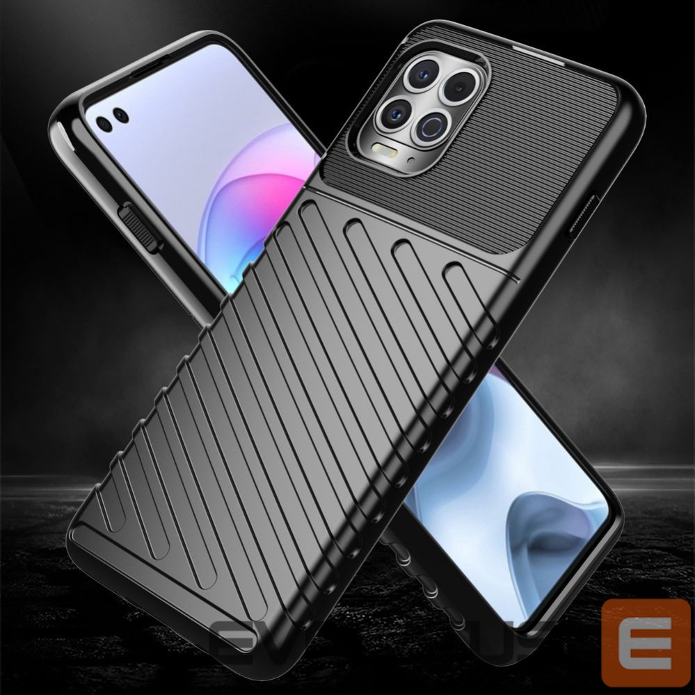 Back panel cover Hurtel Thunder Case Flexible Tough Rugged Cover TPU Case for Motorola Moto G100 / Edge S black