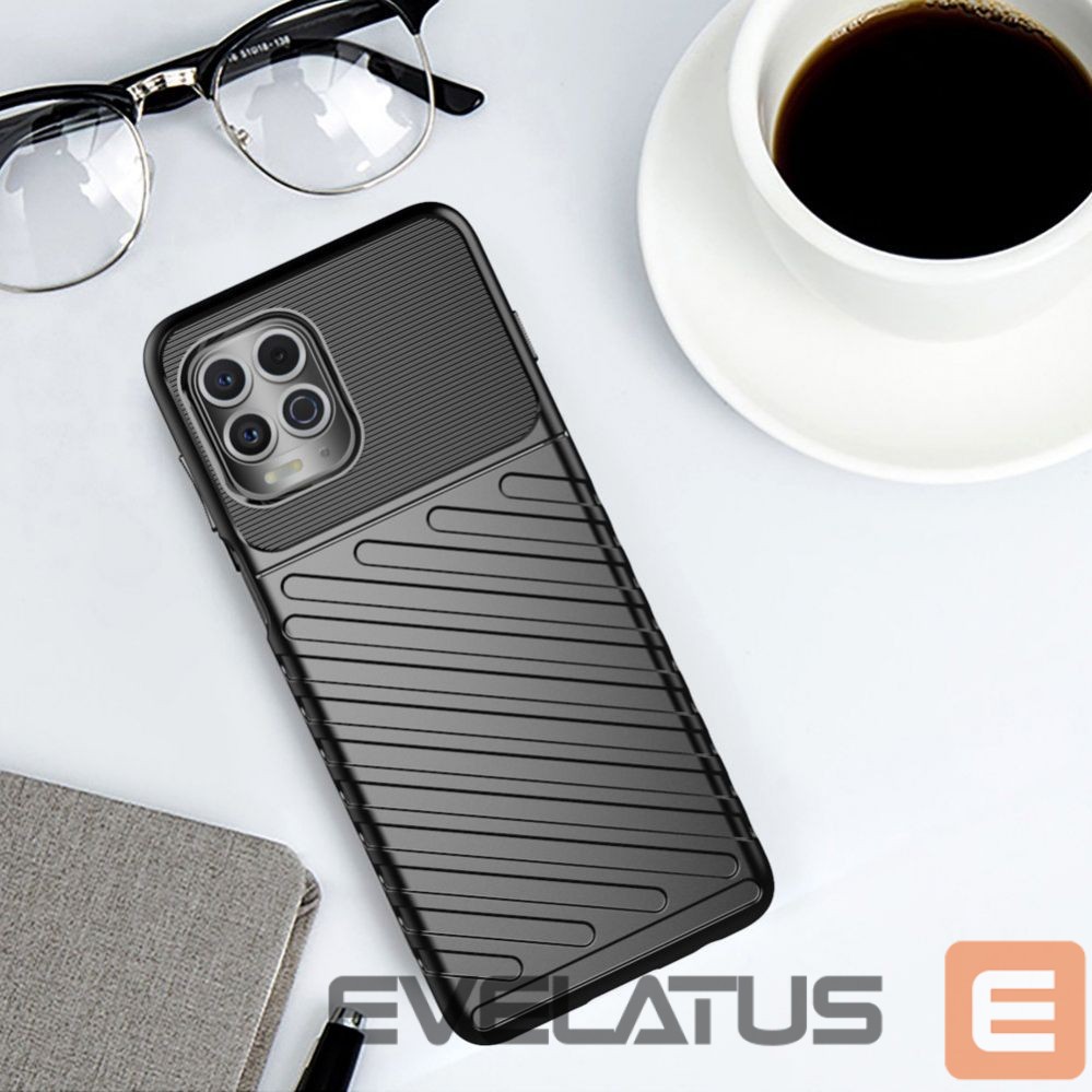 Back panel cover Hurtel Thunder Case Flexible Tough Rugged Cover TPU Case for Motorola Moto G100 / Edge S black
