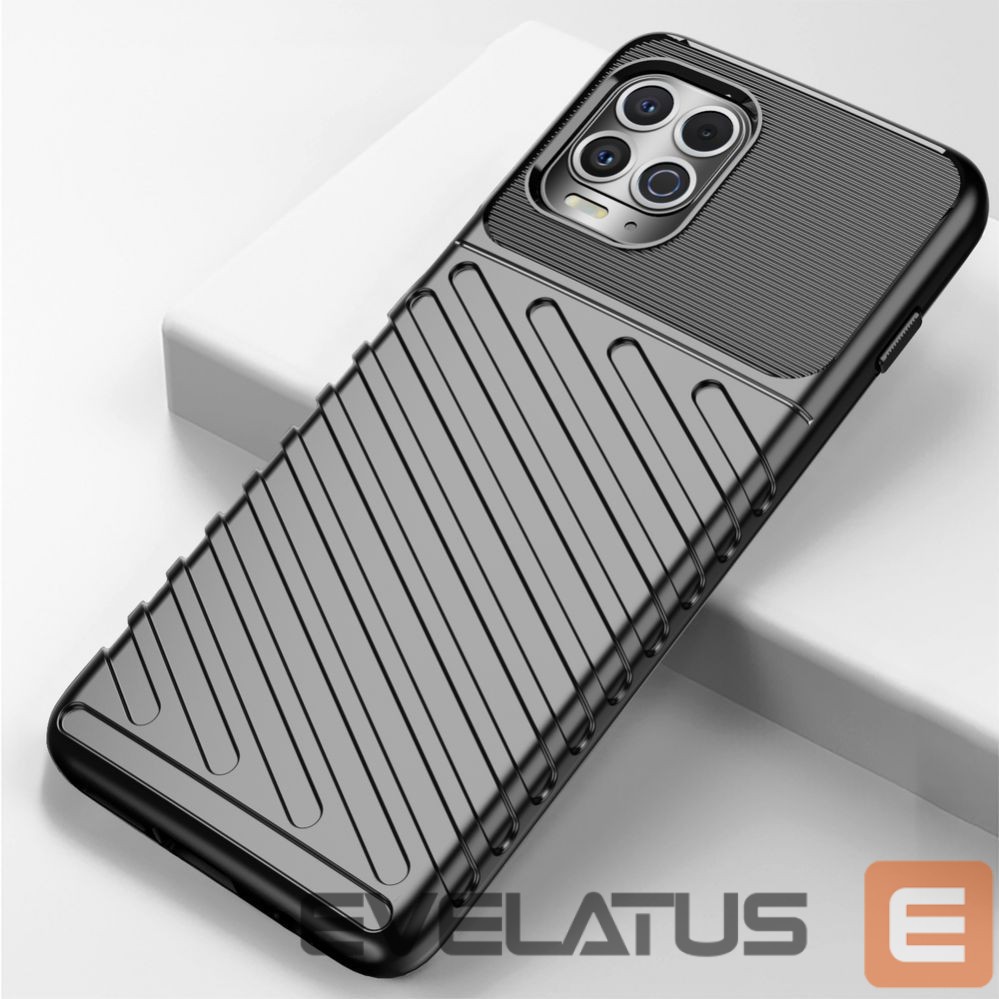 Back panel cover Hurtel Thunder Case Flexible Tough Rugged Cover TPU Case for Motorola Moto G100 / Edge S black