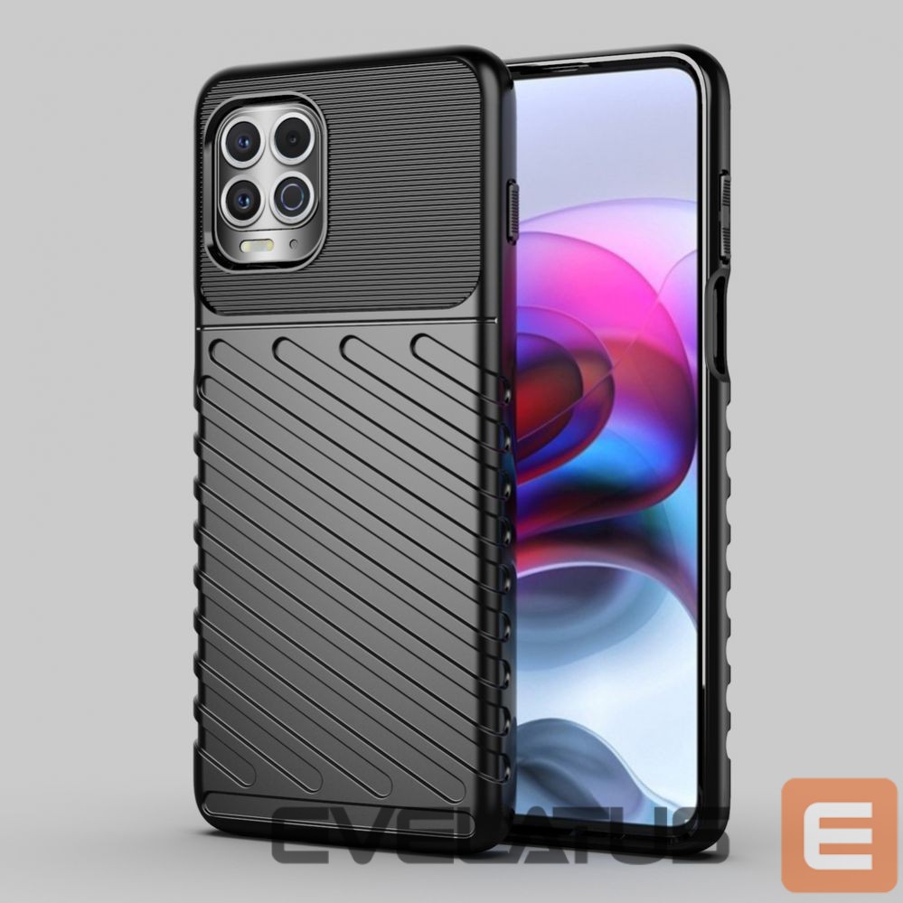 Back panel cover Hurtel Thunder Case Flexible Tough Rugged Cover TPU Case for Motorola Moto G100 / Edge S black