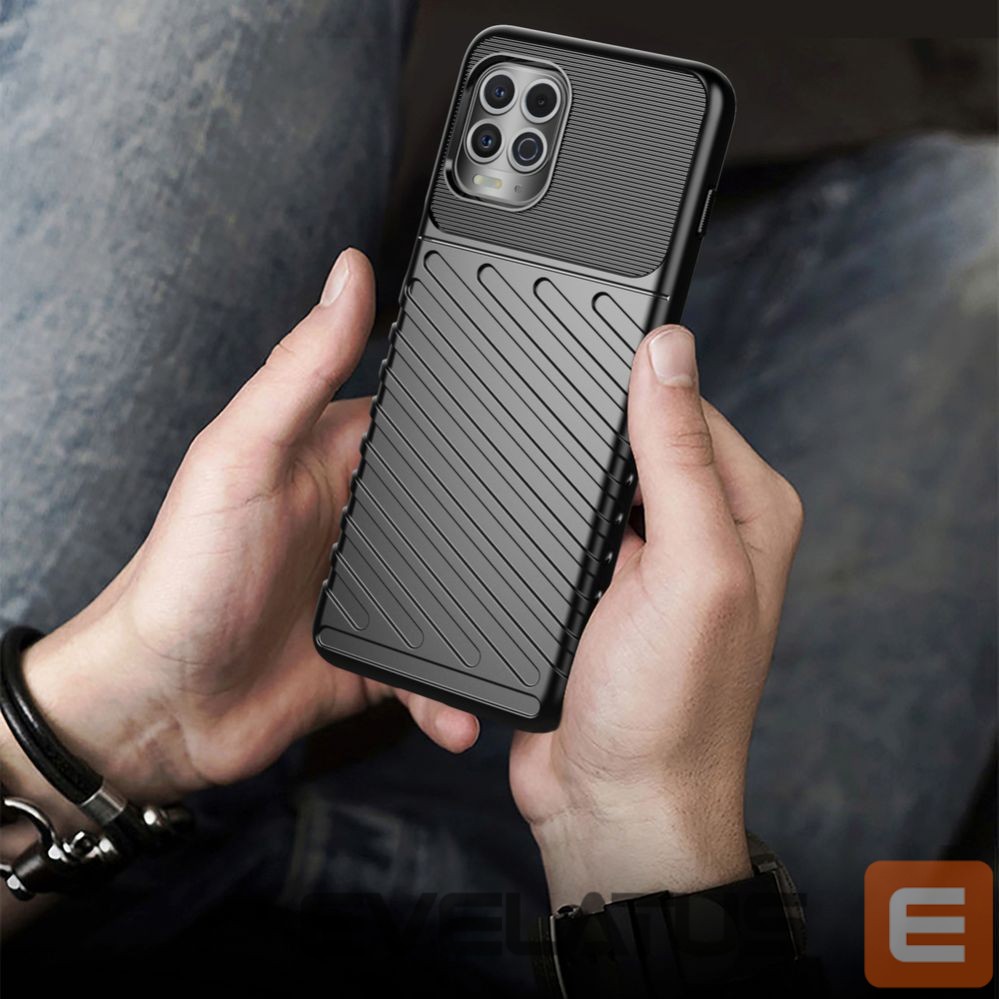 Back panel cover Hurtel Thunder Case Flexible Tough Rugged Cover TPU Case for Motorola Moto G100 / Edge S black
