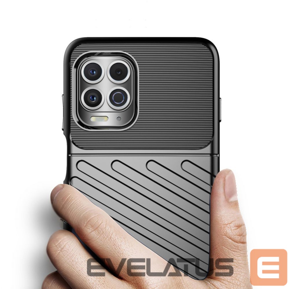 Back panel cover Hurtel Thunder Case Flexible Tough Rugged Cover TPU Case for Motorola Moto G100 / Edge S black