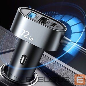 Adapter Joyroom Joyroom car charger 2xPD + 2xQC3.0 72W 1.5m black (JR-CL05)
