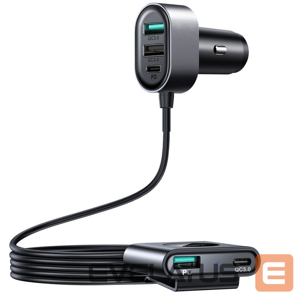 Adapter Joyroom Joyroom car charger 2xPD + 2xQC3.0 72W 1.5m black (JR-CL05)