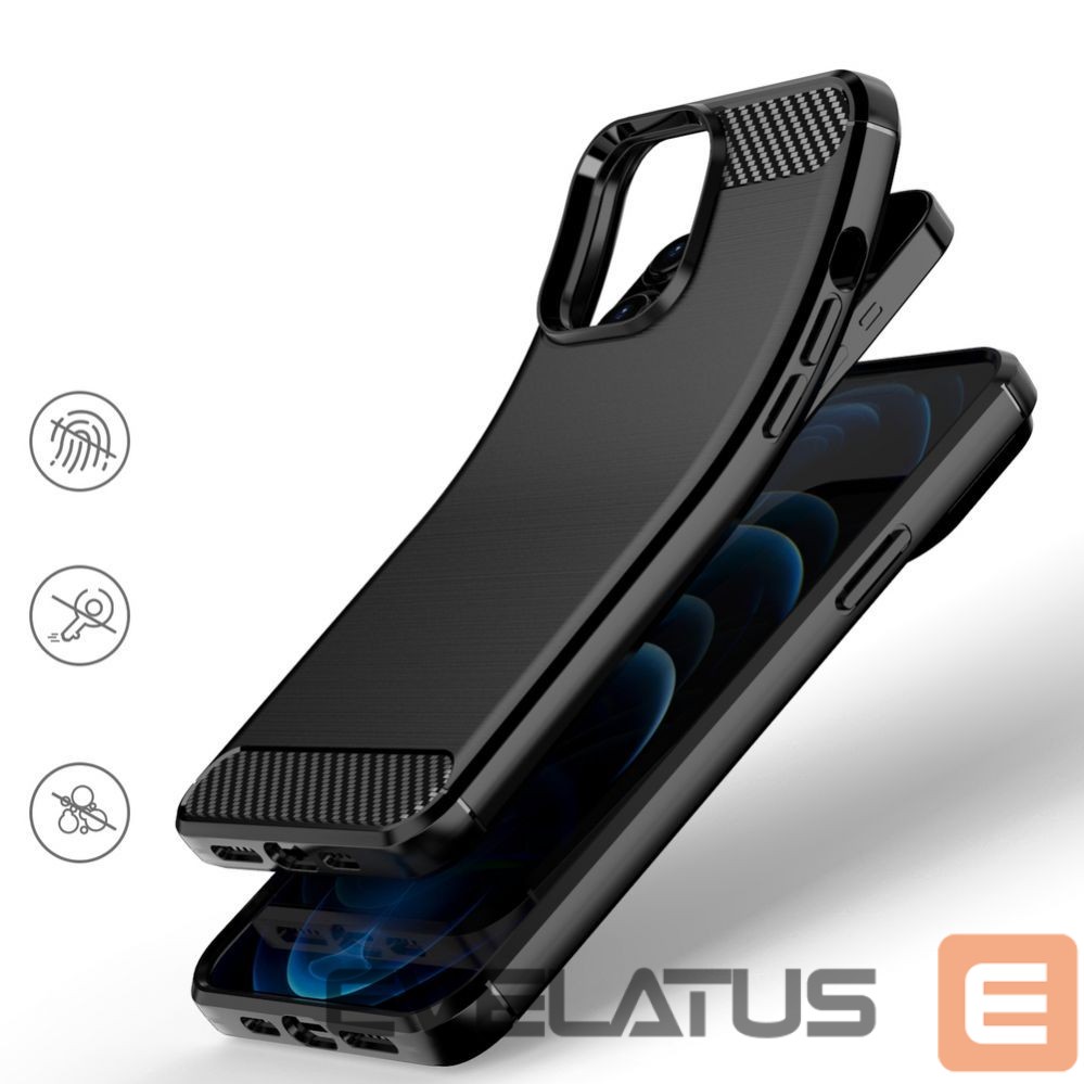 Back panel cover Hurtel Carbon Case Flexible Cover TPU Case for iPhone 13 Pro black