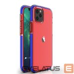 Back panel cover Hurtel  Spring Case clear TPU gel protective cover with colorful frame for iPhone 13 mini dark blue 