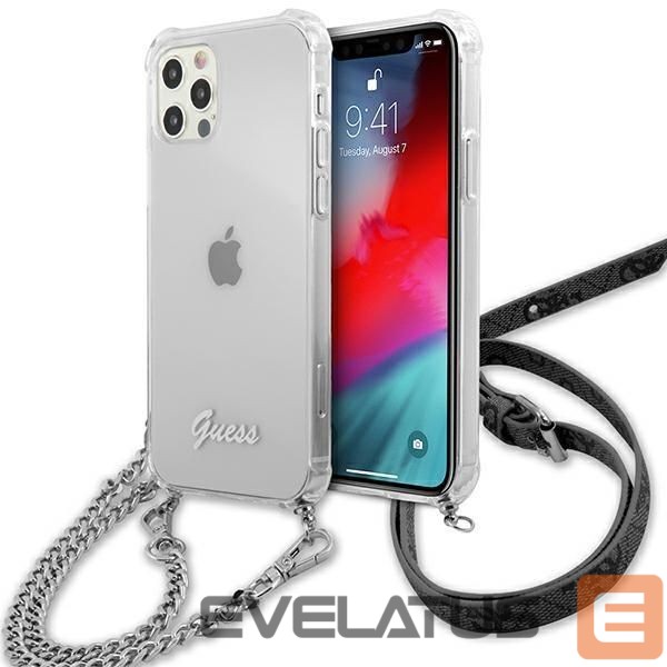 Back panel cover Guess Guess GUHCP12LKC4GSSI iPhone 12 Pro Max 6.7" Transparent hardcase 4G Silver Chain