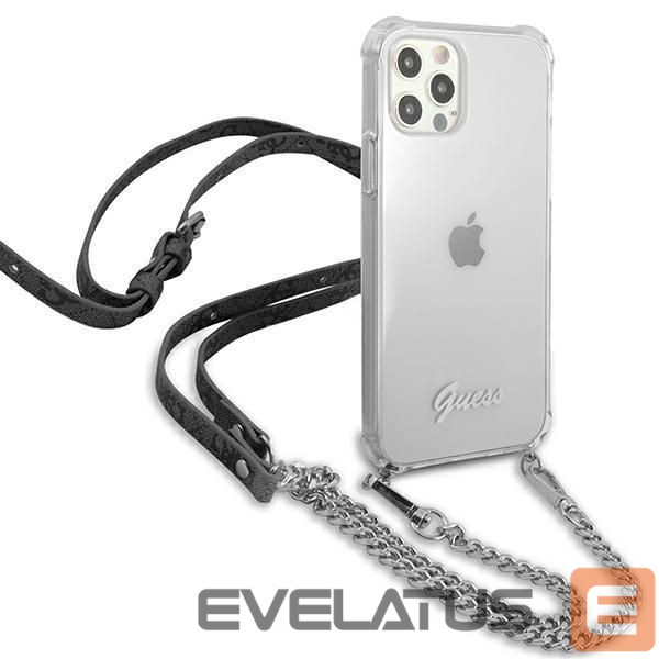 Back panel cover Guess Guess GUHCP12LKC4GSSI iPhone 12 Pro Max 6.7" Transparent hardcase 4G Silver Chain