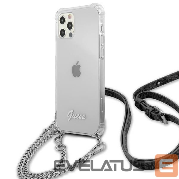 Back panel cover Guess Guess GUHCP12LKC4GSSI iPhone 12 Pro Max 6.7" Transparent hardcase 4G Silver Chain