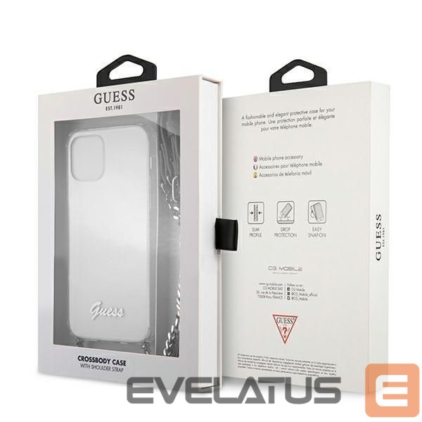 Back panel cover Guess Guess GUHCP12LKC4GSSI iPhone 12 Pro Max 6.7" Transparent hardcase 4G Silver Chain