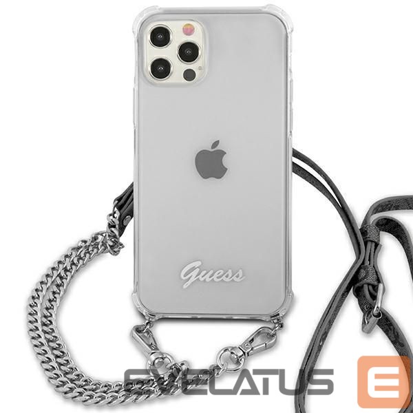 Back panel cover Guess Guess GUHCP12LKC4GSSI iPhone 12 Pro Max 6.7" Transparent hardcase 4G Silver Chain